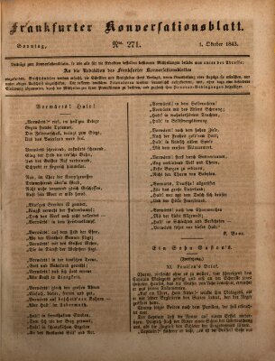 Frankfurter Konversationsblatt (Frankfurter Ober-Post-Amts-Zeitung) Sonntag 1. Oktober 1843