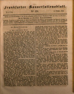 Frankfurter Konversationsblatt (Frankfurter Ober-Post-Amts-Zeitung) Freitag 6. Oktober 1843