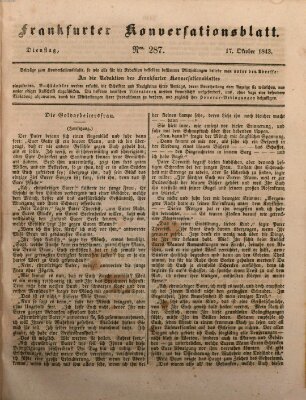 Frankfurter Konversationsblatt (Frankfurter Ober-Post-Amts-Zeitung) Dienstag 17. Oktober 1843