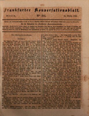 Frankfurter Konversationsblatt (Frankfurter Ober-Post-Amts-Zeitung) Mittwoch 25. Oktober 1843