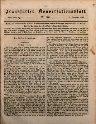 Frankfurter Konversationsblatt (Frankfurter Ober-Post-Amts-Zeitung) Donnerstag 2. November 1843