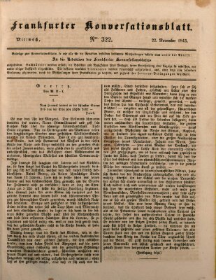 Frankfurter Konversationsblatt (Frankfurter Ober-Post-Amts-Zeitung) Mittwoch 22. November 1843