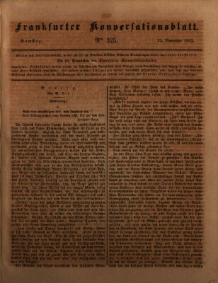 Frankfurter Konversationsblatt (Frankfurter Ober-Post-Amts-Zeitung) Samstag 25. November 1843