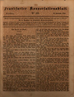 Frankfurter Konversationsblatt (Frankfurter Ober-Post-Amts-Zeitung) Dienstag 28. November 1843