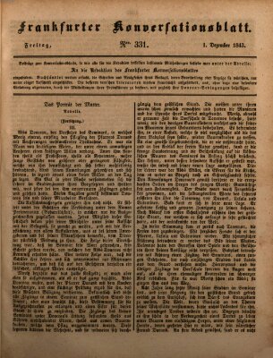 Frankfurter Konversationsblatt (Frankfurter Ober-Post-Amts-Zeitung) Freitag 1. Dezember 1843