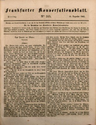 Frankfurter Konversationsblatt (Frankfurter Ober-Post-Amts-Zeitung) Freitag 15. Dezember 1843