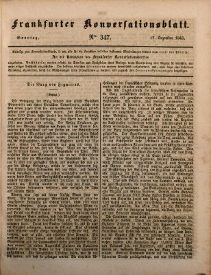 Frankfurter Konversationsblatt (Frankfurter Ober-Post-Amts-Zeitung) Sonntag 17. Dezember 1843