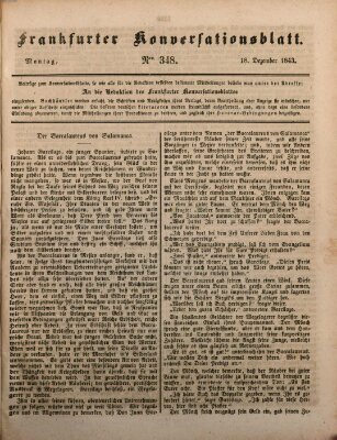 Frankfurter Konversationsblatt (Frankfurter Ober-Post-Amts-Zeitung) Montag 18. Dezember 1843