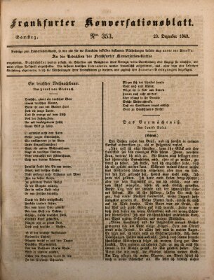 Frankfurter Konversationsblatt (Frankfurter Ober-Post-Amts-Zeitung) Samstag 23. Dezember 1843