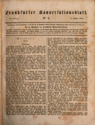 Frankfurter Konversationsblatt (Frankfurter Ober-Post-Amts-Zeitung) Dienstag 2. Januar 1844