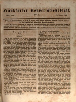 Frankfurter Konversationsblatt (Frankfurter Ober-Post-Amts-Zeitung) Mittwoch 3. Januar 1844