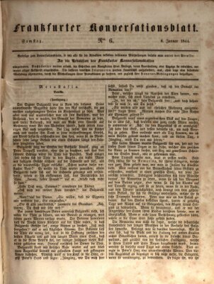 Frankfurter Konversationsblatt (Frankfurter Ober-Post-Amts-Zeitung) Samstag 6. Januar 1844