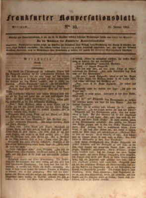 Frankfurter Konversationsblatt (Frankfurter Ober-Post-Amts-Zeitung) Mittwoch 10. Januar 1844