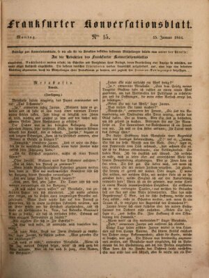 Frankfurter Konversationsblatt (Frankfurter Ober-Post-Amts-Zeitung) Montag 15. Januar 1844