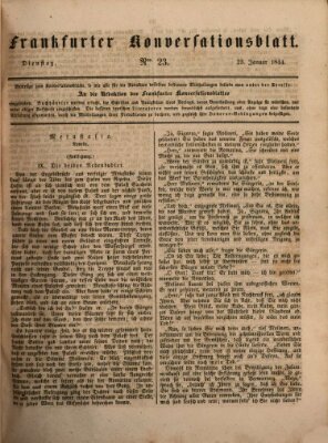 Frankfurter Konversationsblatt (Frankfurter Ober-Post-Amts-Zeitung) Dienstag 23. Januar 1844