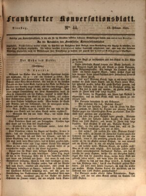 Frankfurter Konversationsblatt (Frankfurter Ober-Post-Amts-Zeitung) Dienstag 13. Februar 1844