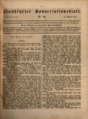 Frankfurter Konversationsblatt (Frankfurter Ober-Post-Amts-Zeitung) Donnerstag 15. Februar 1844