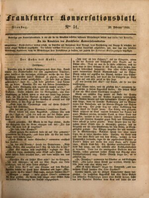 Frankfurter Konversationsblatt (Frankfurter Ober-Post-Amts-Zeitung) Dienstag 20. Februar 1844