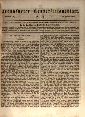 Frankfurter Konversationsblatt (Frankfurter Ober-Post-Amts-Zeitung) Mittwoch 21. Februar 1844