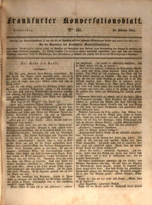 Frankfurter Konversationsblatt (Frankfurter Ober-Post-Amts-Zeitung) Donnerstag 29. Februar 1844