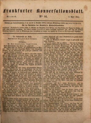 Frankfurter Konversationsblatt (Frankfurter Ober-Post-Amts-Zeitung) Mittwoch 3. April 1844