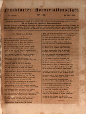 Frankfurter Konversationsblatt (Frankfurter Ober-Post-Amts-Zeitung) Sonntag 14. April 1844