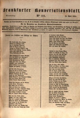 Frankfurter Konversationsblatt (Frankfurter Ober-Post-Amts-Zeitung) Sonntag 21. April 1844