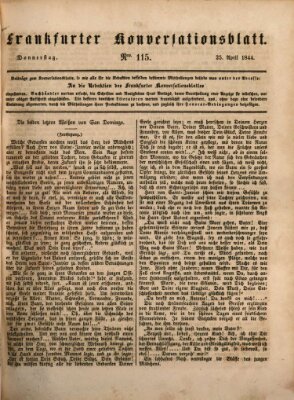 Frankfurter Konversationsblatt (Frankfurter Ober-Post-Amts-Zeitung) Donnerstag 25. April 1844