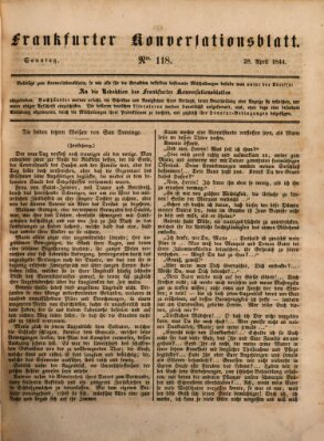 Frankfurter Konversationsblatt (Frankfurter Ober-Post-Amts-Zeitung) Sonntag 28. April 1844