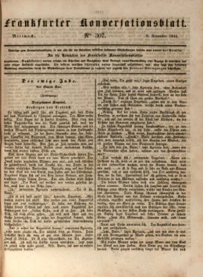 Frankfurter Konversationsblatt (Frankfurter Ober-Post-Amts-Zeitung) Mittwoch 6. November 1844