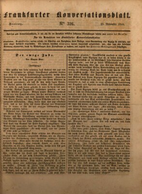 Frankfurter Konversationsblatt (Frankfurter Ober-Post-Amts-Zeitung) Freitag 15. November 1844