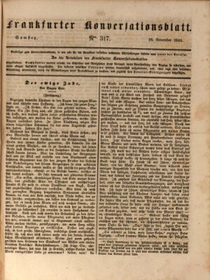 Frankfurter Konversationsblatt (Frankfurter Ober-Post-Amts-Zeitung) Samstag 16. November 1844