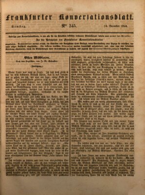 Frankfurter Konversationsblatt (Frankfurter Ober-Post-Amts-Zeitung) Samstag 14. Dezember 1844