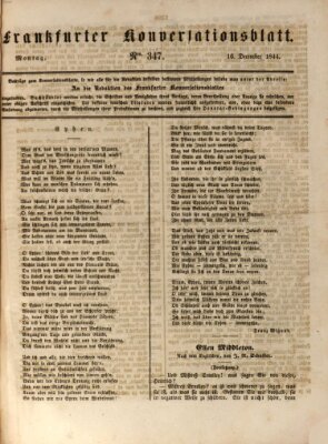 Frankfurter Konversationsblatt (Frankfurter Ober-Post-Amts-Zeitung) Montag 16. Dezember 1844