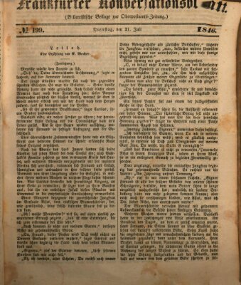 Frankfurter Konversationsblatt (Frankfurter Ober-Post-Amts-Zeitung) Dienstag 21. Juli 1846