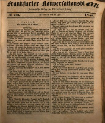 Frankfurter Konversationsblatt (Frankfurter Ober-Post-Amts-Zeitung) Mittwoch 22. Juli 1846