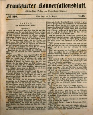 Frankfurter Konversationsblatt (Frankfurter Ober-Post-Amts-Zeitung) Samstag 1. August 1846