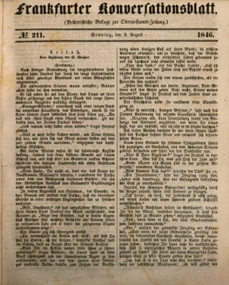 Frankfurter Konversationsblatt (Frankfurter Ober-Post-Amts-Zeitung) Sonntag 2. August 1846