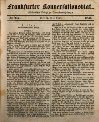 Frankfurter Konversationsblatt (Frankfurter Ober-Post-Amts-Zeitung) Montag 3. August 1846