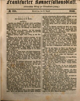 Frankfurter Konversationsblatt (Frankfurter Ober-Post-Amts-Zeitung) Sonntag 9. August 1846