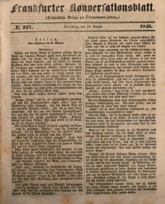 Frankfurter Konversationsblatt (Frankfurter Ober-Post-Amts-Zeitung) Dienstag 18. August 1846