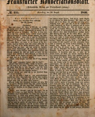 Frankfurter Konversationsblatt (Frankfurter Ober-Post-Amts-Zeitung) Samstag 22. August 1846