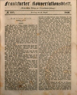 Frankfurter Konversationsblatt (Frankfurter Ober-Post-Amts-Zeitung) Freitag 28. August 1846