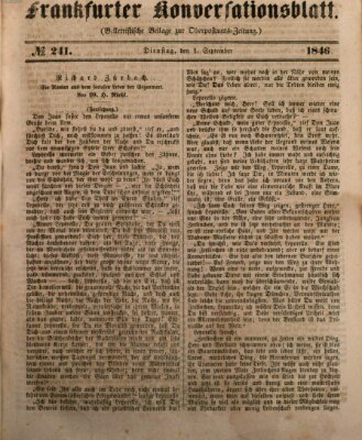 Frankfurter Konversationsblatt (Frankfurter Ober-Post-Amts-Zeitung) Dienstag 1. September 1846