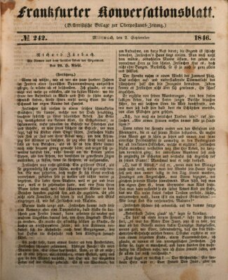 Frankfurter Konversationsblatt (Frankfurter Ober-Post-Amts-Zeitung) Mittwoch 2. September 1846