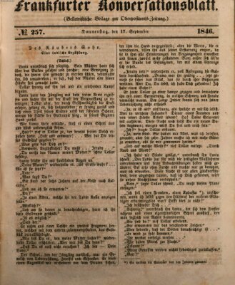 Frankfurter Konversationsblatt (Frankfurter Ober-Post-Amts-Zeitung) Donnerstag 17. September 1846