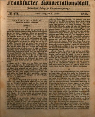 Frankfurter Konversationsblatt (Frankfurter Ober-Post-Amts-Zeitung) Donnerstag 1. Oktober 1846