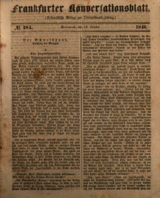 Frankfurter Konversationsblatt (Frankfurter Ober-Post-Amts-Zeitung) Mittwoch 14. Oktober 1846