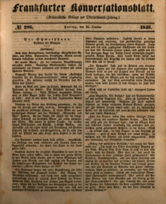 Frankfurter Konversationsblatt (Frankfurter Ober-Post-Amts-Zeitung) Freitag 16. Oktober 1846