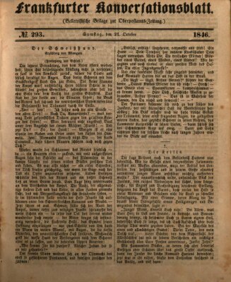 Frankfurter Konversationsblatt (Frankfurter Ober-Post-Amts-Zeitung) Samstag 24. Oktober 1846